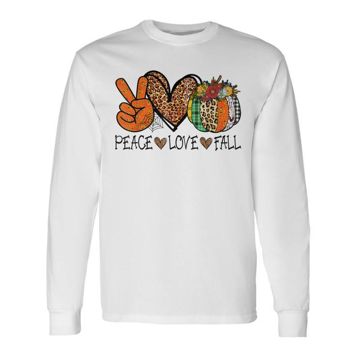 Peace Love Fall Vibes Pumkin Season Spooky Season Halloween Men Women Long Sleeve T-Shirt T-shirt Graphic Print