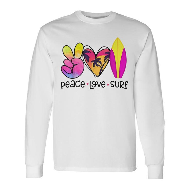Peace Love Summer Surf Retro Vacation Men Women Long Sleeve T-Shirt T-shirt Graphic Print