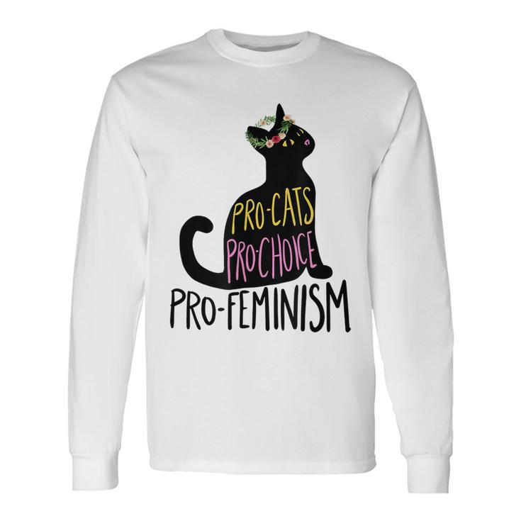 Pro Cats Pro Choice Pro Feminism Black Cat Lover Feminist Long Sleeve T-Shirt