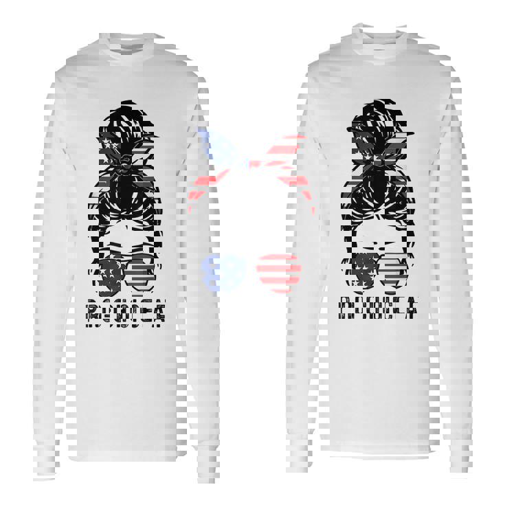 Pro Choice Af Messy Bun Us Flag Reproductive Rights Tank Long Sleeve T-Shirt