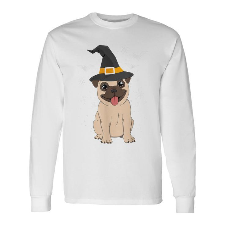 Pug Witch Halloween Dog Puppy Outfit Costume Trick Or Treat Long Sleeve T-Shirt