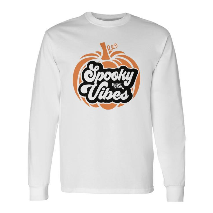 Pumpkin Thick Thights And Spooky Vibes Halloween Long Sleeve T-Shirt