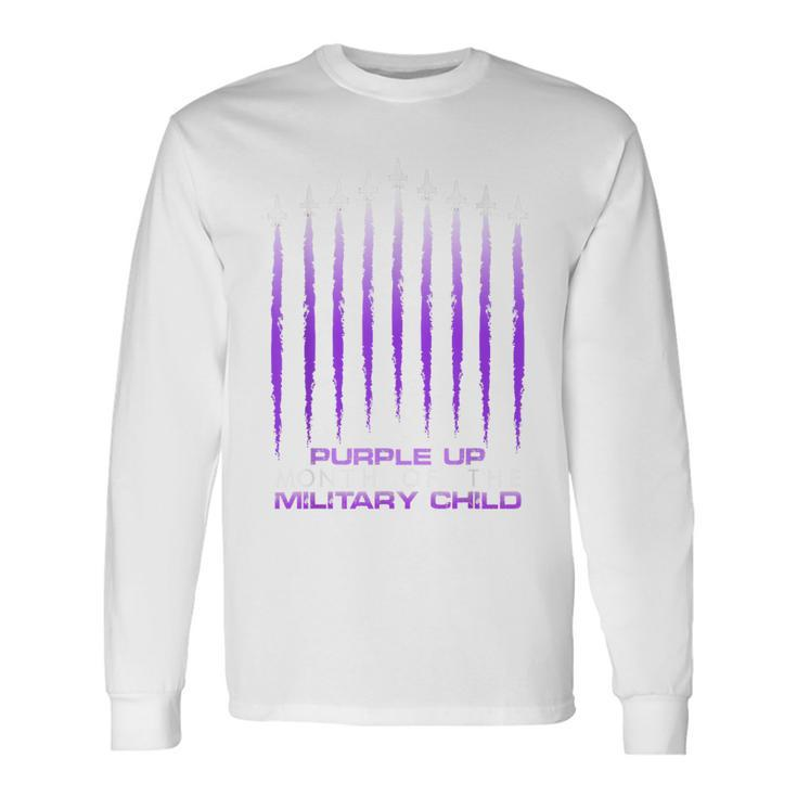 Purple Up Military Child Month Air Force America Men Dad Kid Men Women Long Sleeve T-Shirt T-shirt Graphic Print