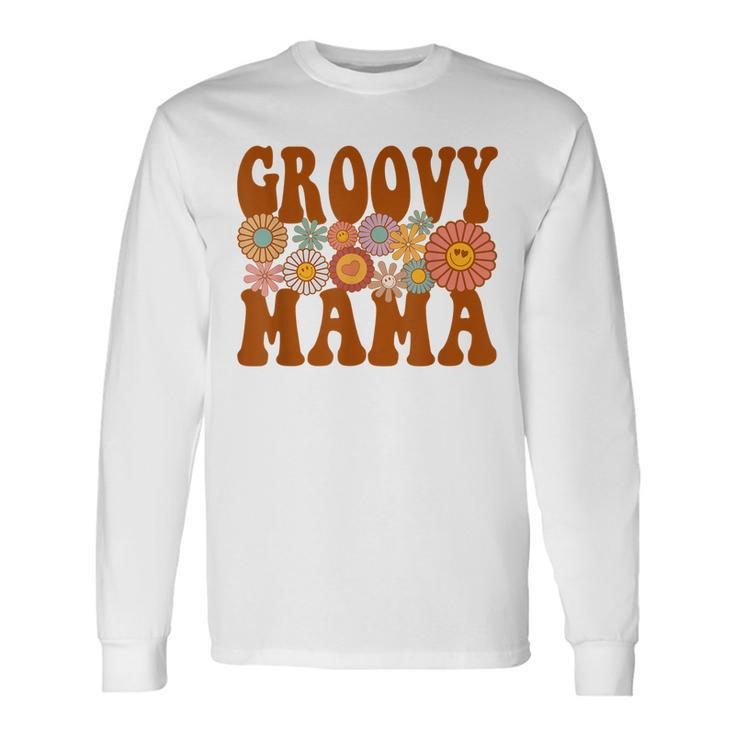 Retro Groovy Mama Matching 1St Birthday Party Long Sleeve T-Shirt