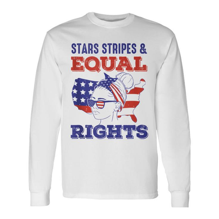 Retro Pro Choice Feminist Stars Stripes Equal Rights Long Sleeve T-Shirt