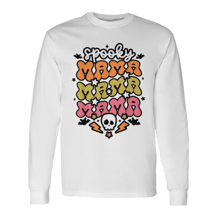 Retro Spooky Mama Floral Boho Ghost Mama Halloween Costume V2 Long Sleeve T-Shirt