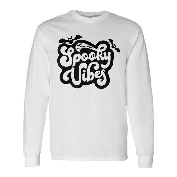 Spooky Vibes Pumpkin And Spiderweb Halloween Vintage V2 Long Sleeve T-Shirt