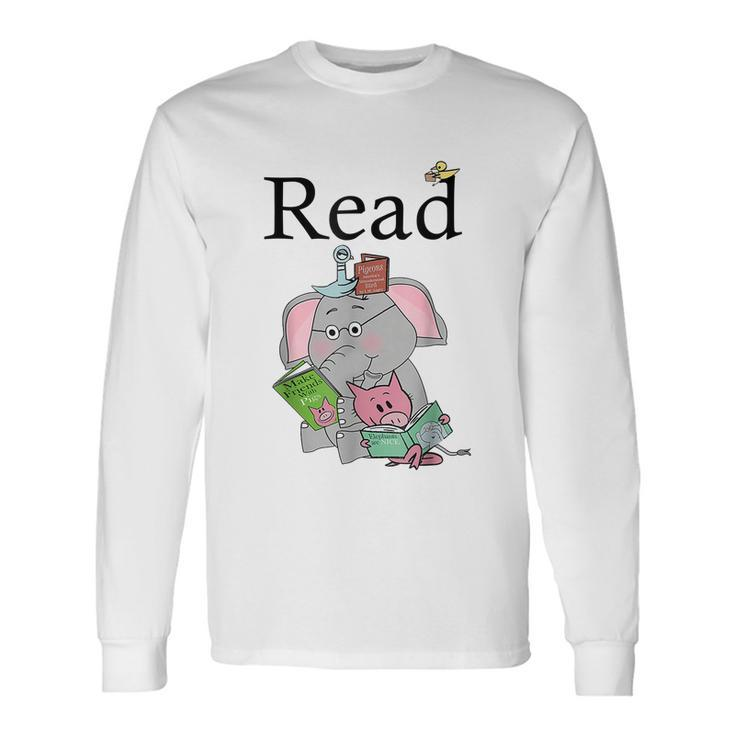 Teacher Library Read Book Club Piggie Elephant Pigeons Tshirt Long Sleeve T-Shirt