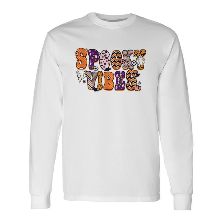 Thick Thights And Spooky Vibes Boo Colorful Halloween Long Sleeve T-Shirt