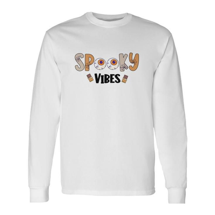 Thick Thights And Spooky Vibes Monster Eyes Halloween Long Sleeve T-Shirt