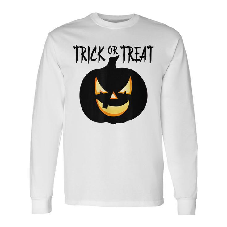 Trick Or Treat Scary Lit Pumpkin Halloween Long Sleeve T-Shirt