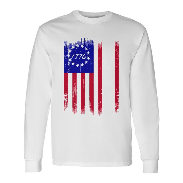 Ultra Maga Betsy Ross Usa Flag Trump 2024 Anti Biden Long Sleeve T-Shirt