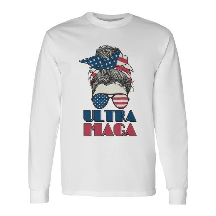 Ultra Maga Hair Bun Woman Long Sleeve T-Shirt