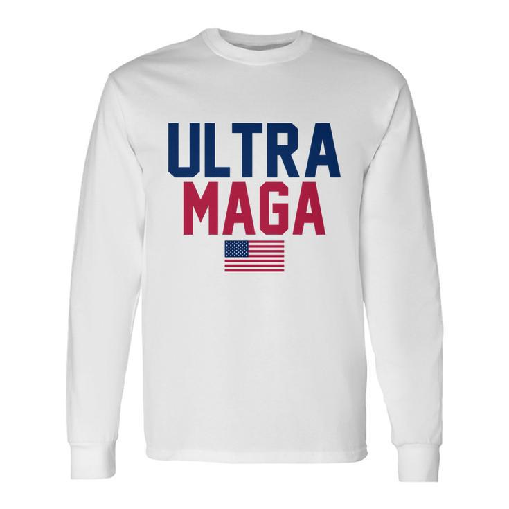 Ultra Maga Shirt Anti Biden American Flag Pro Trump Trendy Tshirt Long Sleeve T-Shirt