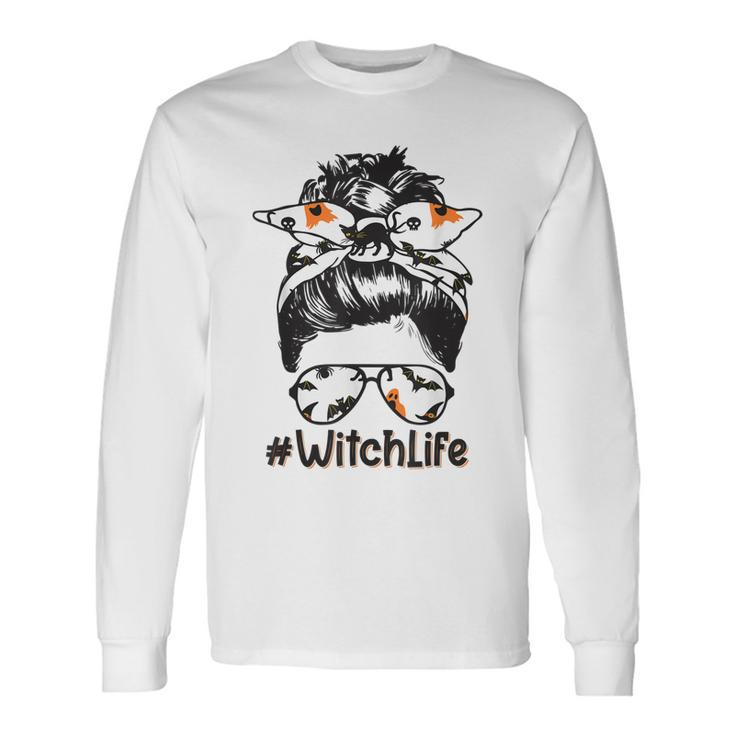 Witch-Life Halloween Messy Bun Witchlife Bandana Women Girl Long Sleeve T-Shirt