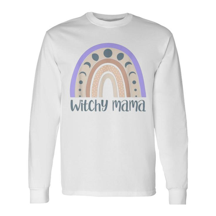 Witchy Mama Rainbow Witch Vibes Halloween Manifesting Long Sleeve T-Shirt