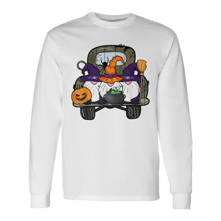 Zem6 Truck Gnomes Witch Pumpkin Happy Halloween Party Long Sleeve T-Shirt