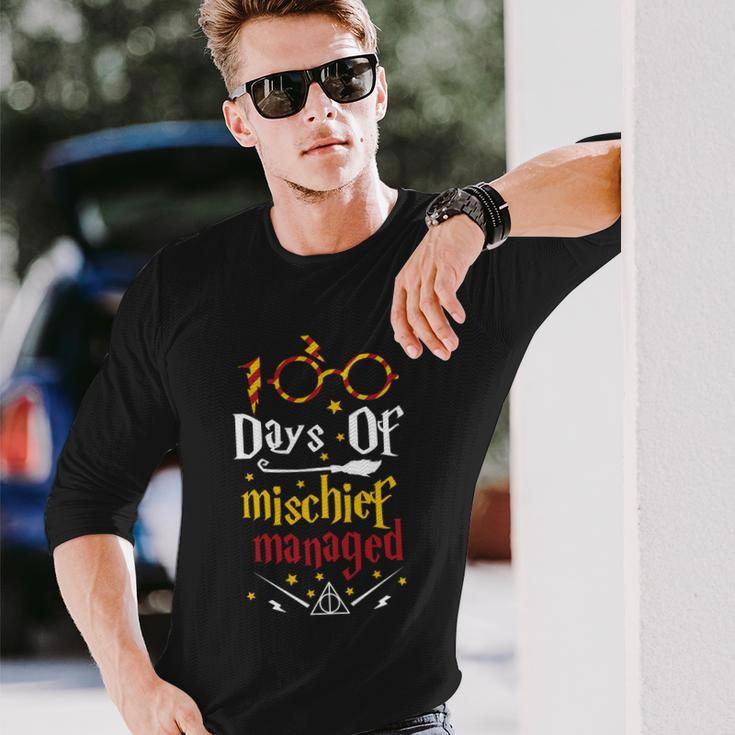 100 Days Of Mischief Managed 100Th Day Of School Long Sleeve T-Shirt Gifts for Him