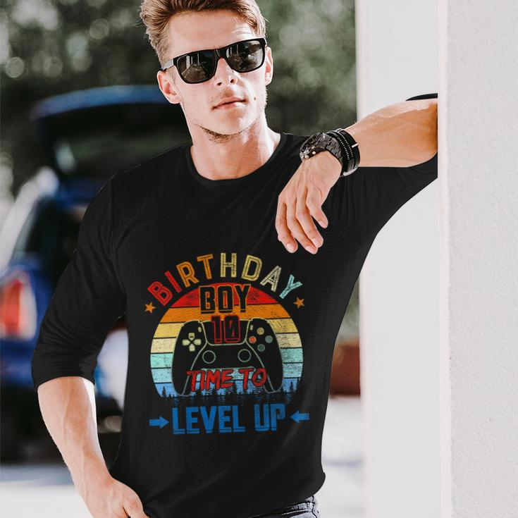 10Th Birthday Boy Time To Level Up 10 Years Old Boys Long Sleeve T-Shirt Gifts for Him