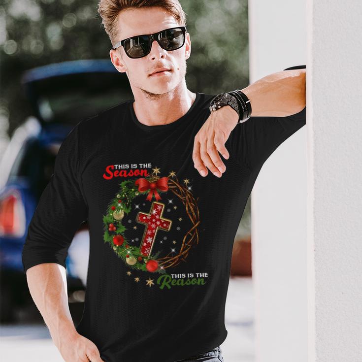 Christmas Wreath This Is The Season This Is The Reason-Jesus Unisex Long Sleeve