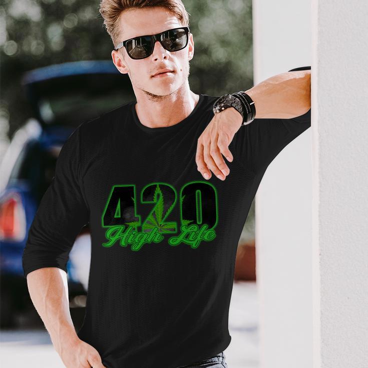 420 High Life Medical Marijuana Weed Long Sleeve T-Shirt Gifts for Him