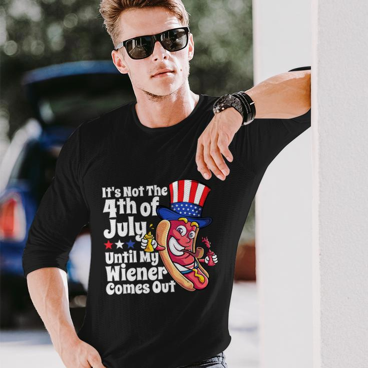 4Th Of July Hot Dog Wiener Comes Out Adult Humor Long Sleeve T-Shirt Gifts for Him