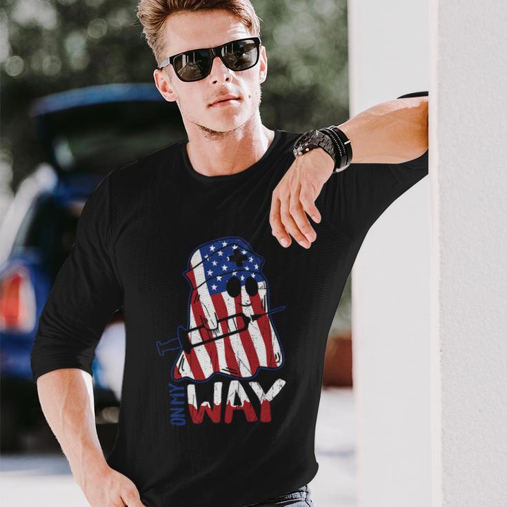 4Th Of July Independence Day Nurse On My Way Ghost Long Sleeve T-Shirt Gifts for Him