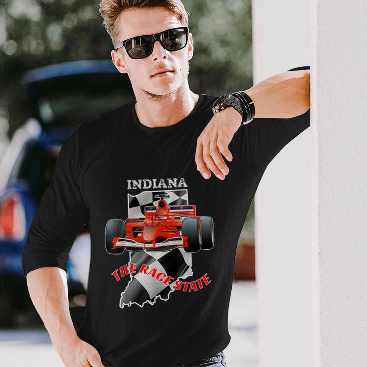 500 Indianapolis Indiana The Race State Checkered Flag Long Sleeve T-Shirt Gifts for Him
