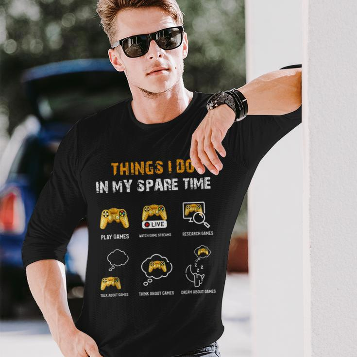 6 Things I Do In My Spare Time Play Video Games Gaming Men Women Long Sleeve T-Shirt T-shirt Graphic Print Gifts for Him