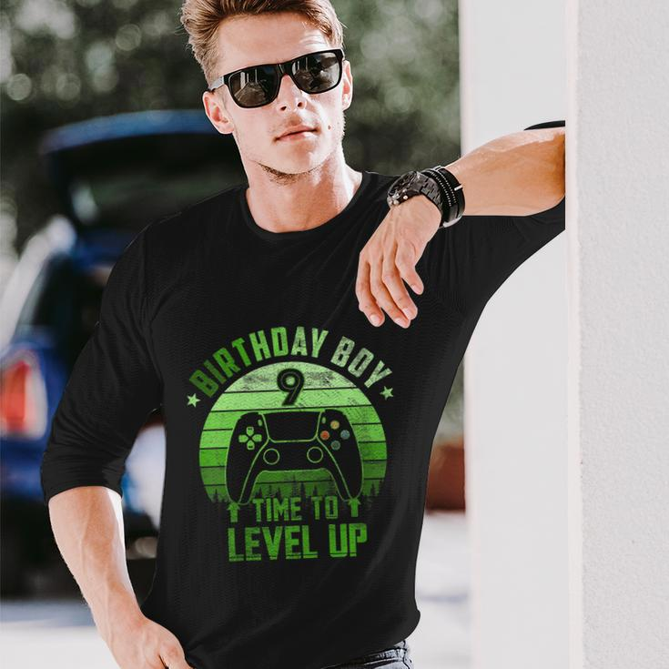 9Th Birthday Boy Time To Level Up 9 Years Old Boys Cool Long Sleeve T-Shirt Gifts for Him