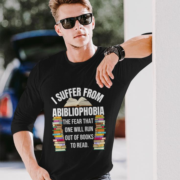 Abibliophobia Reading Book Lover Bookworm Reader Nerd Cool Long Sleeve T-Shirt Gifts for Him