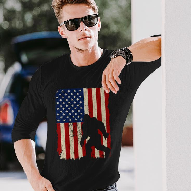 American Flag Gorilla Plus Size 4Th Of July Graphic Plus Size Shirt For Men Wome Long Sleeve T-Shirt Gifts for Him