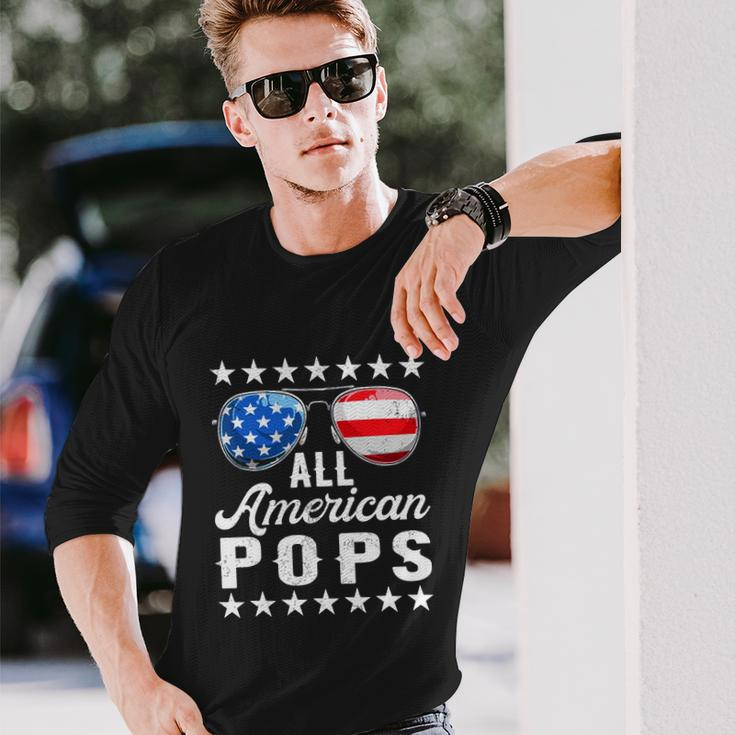 All American Pops Shirts 4Th Of July Matching Outfit Long Sleeve T-Shirt Gifts for Him