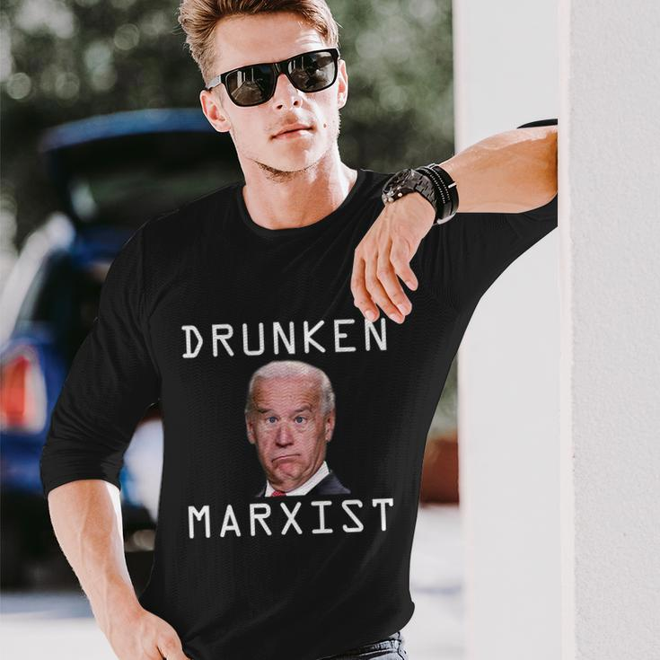 Anti Biden Drunken Marxist Joe Biden Long Sleeve T-Shirt Gifts for Him