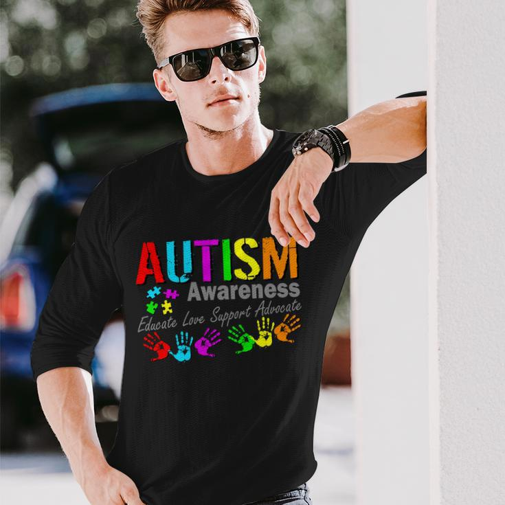 Autism Awareness Educate Love Support Advocate Long Sleeve T-Shirt Gifts for Him