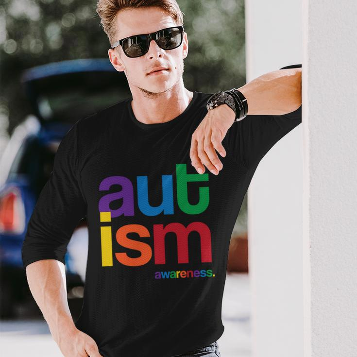 Autism Awareness Rainbow Letters Tshirt Long Sleeve T-Shirt Gifts for Him