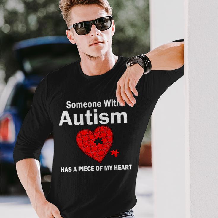 Autism Has A Piece Of My Heart Tshirt Long Sleeve T-Shirt Gifts for Him