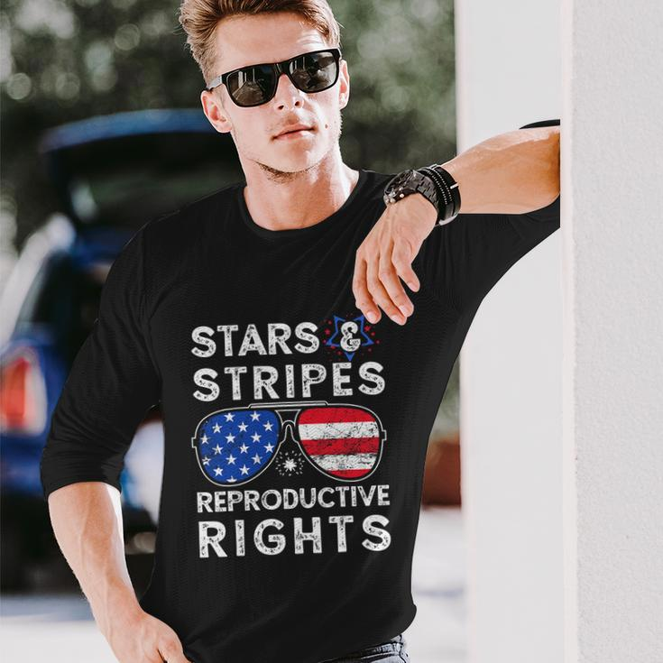 Aviator Us Flag Sunglasses Stars Stripes Reproductive Rights Long Sleeve T-Shirt Gifts for Him