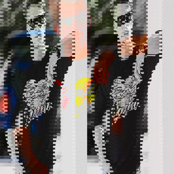 Ball Grandma Baseball Softball Heart Sport Lover Men Women Long Sleeve T-Shirt T-shirt Graphic Print Gifts for Him