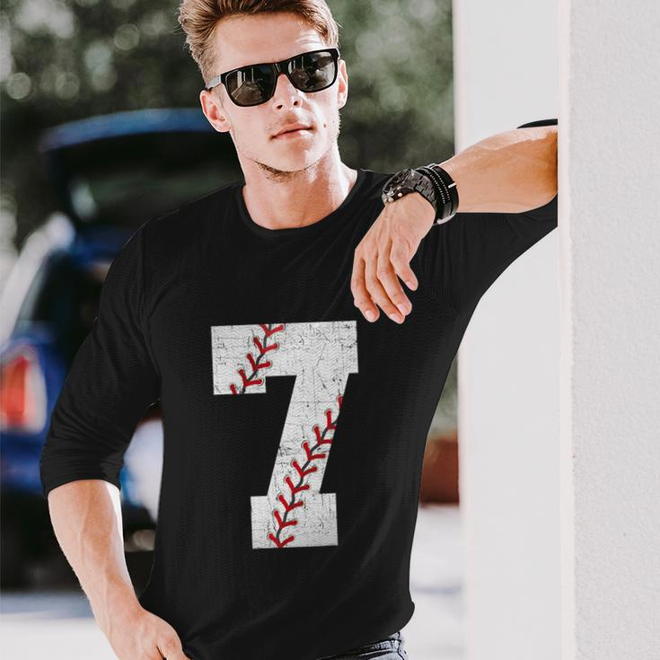 Baseball Softball Lover Seven Years Funy 7Th Birthday Boy Long Sleeve T-Shirt Gifts for Him
