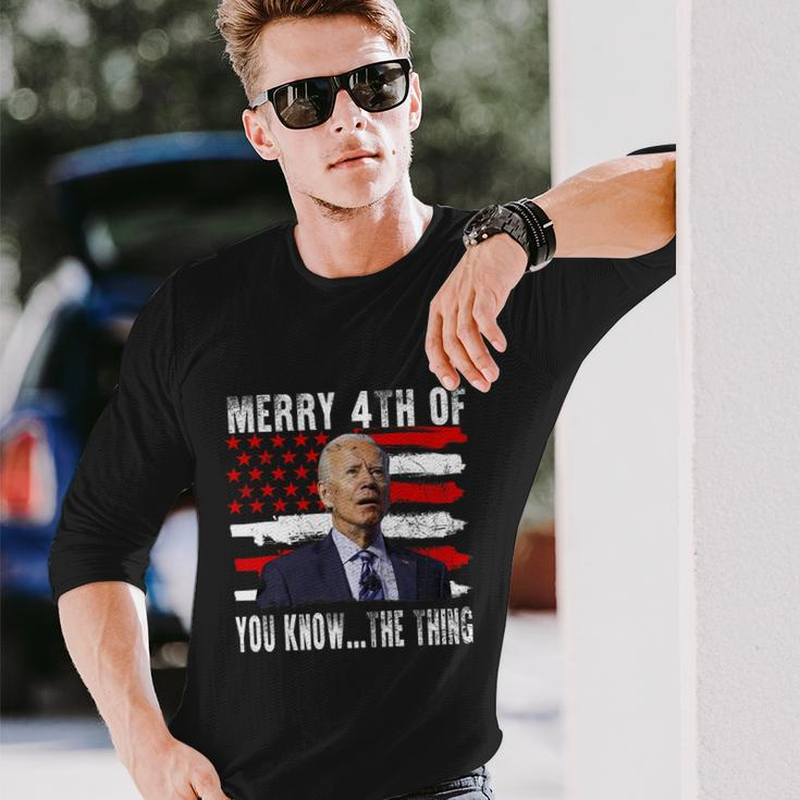 Biden Confused Merry Happy 4Th Of You KnowThe Thing Flag Long Sleeve T-Shirt Gifts for Him