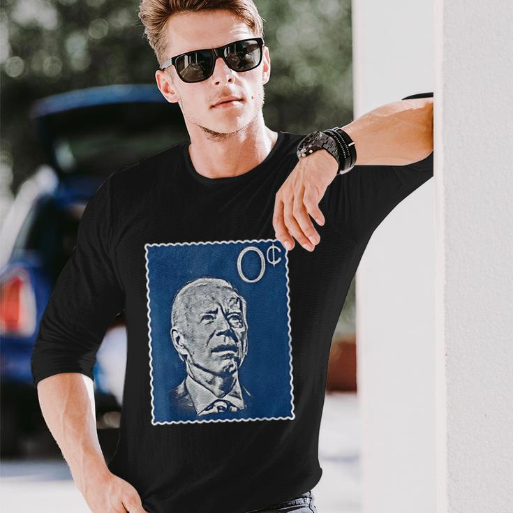 Biden Zero Cents Stamp 0 President Joe Tshirt Long Sleeve T-Shirt Gifts for Him