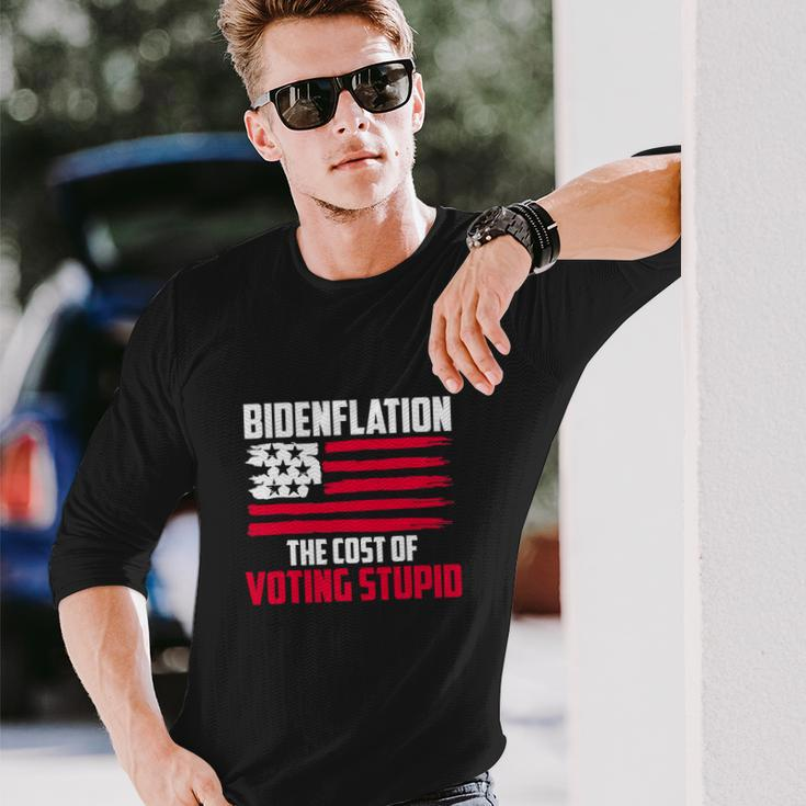 Bidenflation The Cost Of Voting Stupid Anti Biden Long Sleeve T-Shirt Gifts for Him