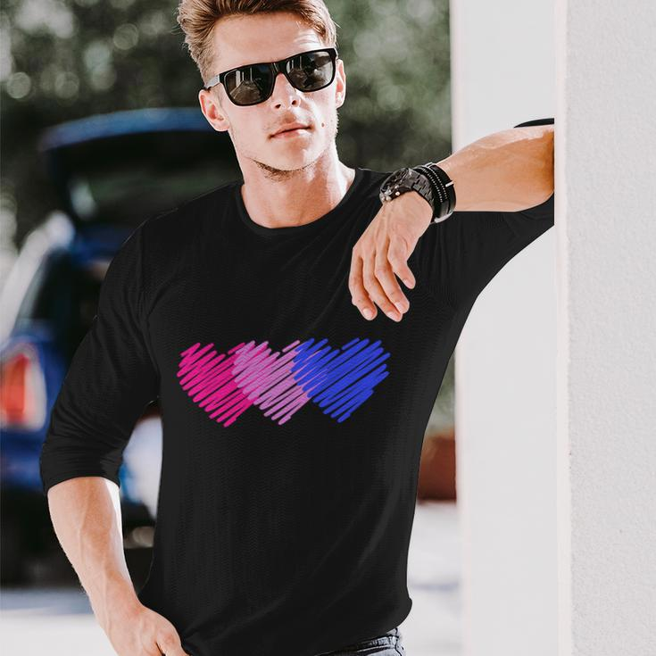 Bisexual Flag Hearts Love Lgbt Bi Pride Long Sleeve T-Shirt Gifts for Him