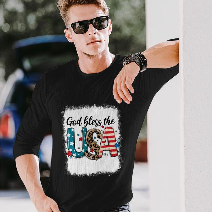 Bleached 4Th July God Bless The Usa Patriotic American Flag Long Sleeve T-Shirt Gifts for Him