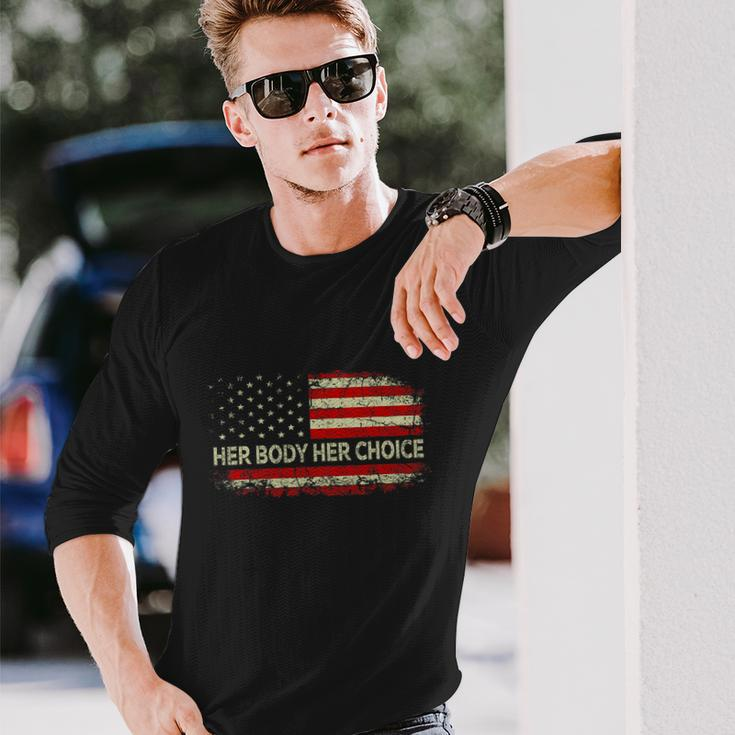 Her Body Her Choice American Us Flag Reproductive Rights Long Sleeve T-Shirt Gifts for Him