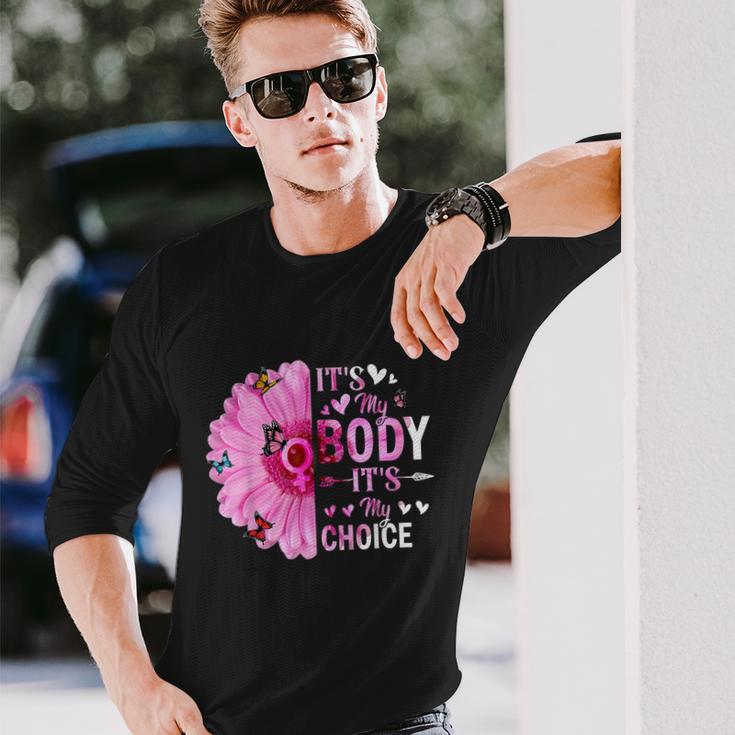 My Body Choice Uterus Business Butterfly Flower Long Sleeve T-Shirt Gifts for Him