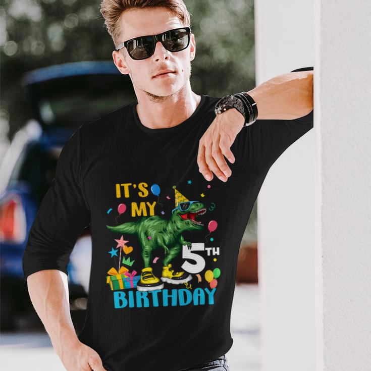 Boys Its My 5Th Birthday Happy 5 Year Trex Tshirt Long Sleeve T-Shirt Gifts for Him