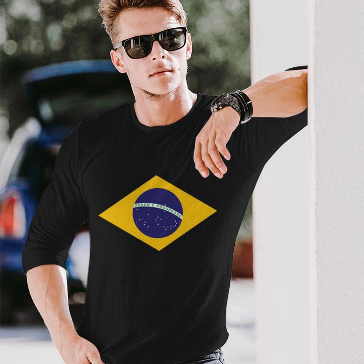 Brazil National Flag Long Sleeve T-Shirt Gifts for Him