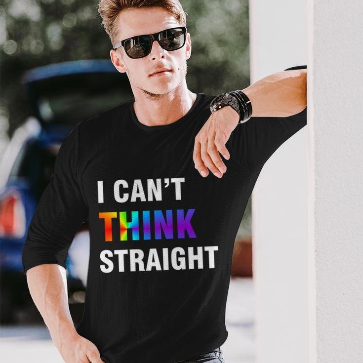 I Cant Think Straight Gay Pride Tshirt Long Sleeve T-Shirt Gifts for Him